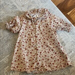 Rylee + Cru Red and Cream Floral Kids Blouse